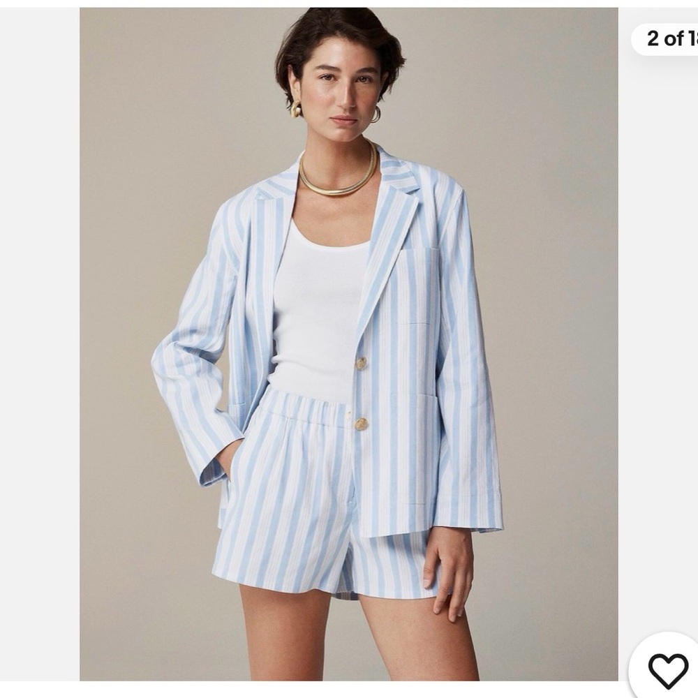 J. Crew Light Blue and White Striped Blazer